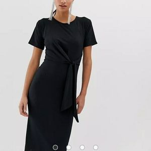 Black Ribbed Midi Dress